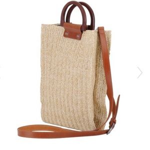 Most Wanted USALeather Trim WoodenStraw Satchel
